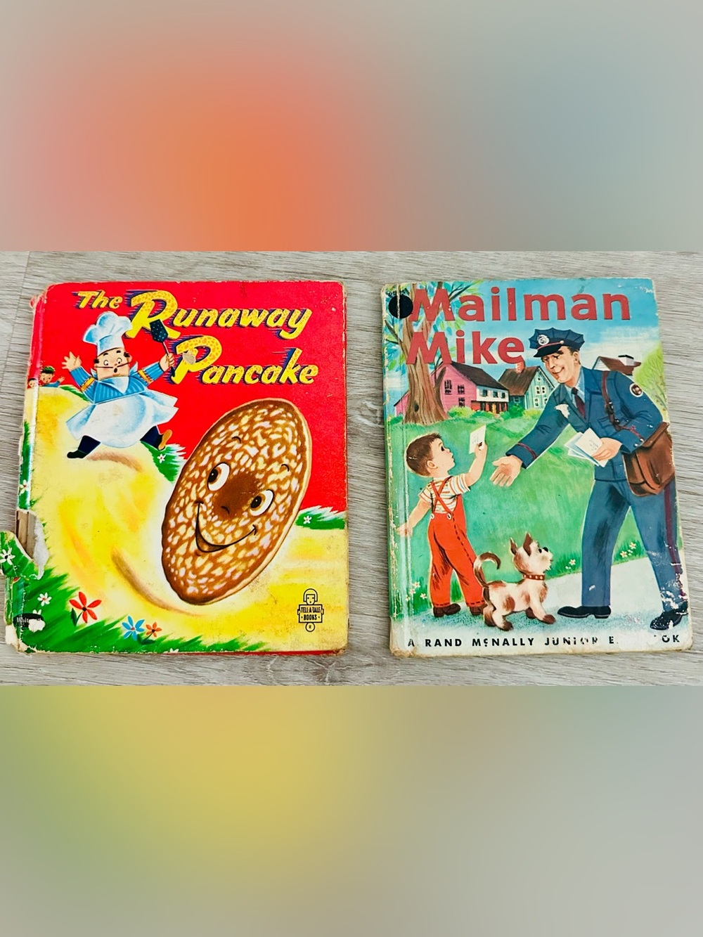 TWO (2) VINTAGE Children’s Books - The Runaway Pancake AND Mailman Mike
